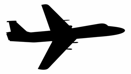 Obraz premium Silhouette of a commercial airplane with wings and tail in a flying position on a white background