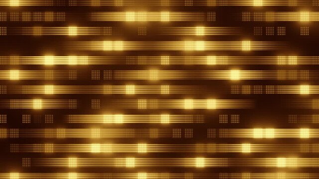 Gold led screen mosaic forming a dynamic seamless loop background, concert visual.