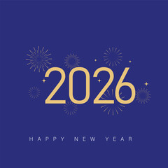 Happy New Year 2026 greeting card text Celebration background 