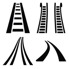 sleigh track silhouette clipart set