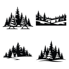 Fototapeta premium snow capped mountain silhouette clipart set
