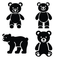 toy bear silhouette clipart set
