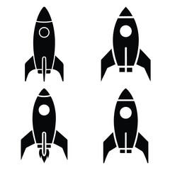toy rocket silhouette clipart set