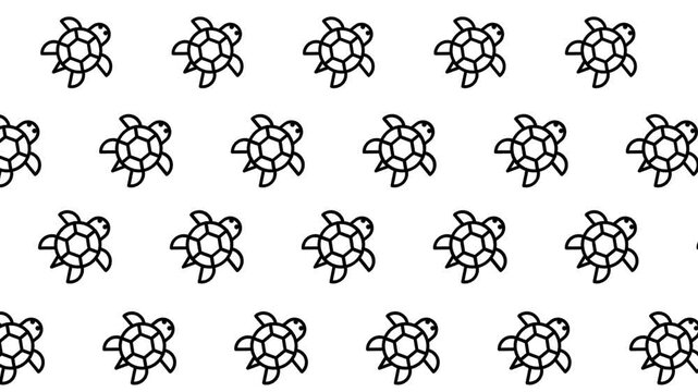 A harmonious pattern of turtles arranged in a repeating formation, highlighting their shells and gentle shapes in a calm, decorative nature design