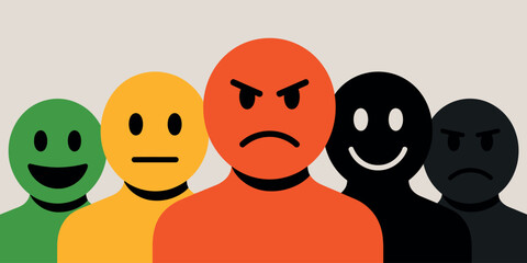 Diverse group of abstract figures displaying a range of emotions