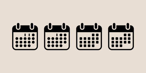 Four hand drawn calendar icons lined up on a neutral background