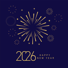 Happy New Year 2026 greeting card text Celebration background 
