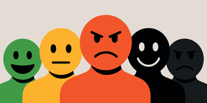 Diverse group of abstract figures displaying a range of emotions