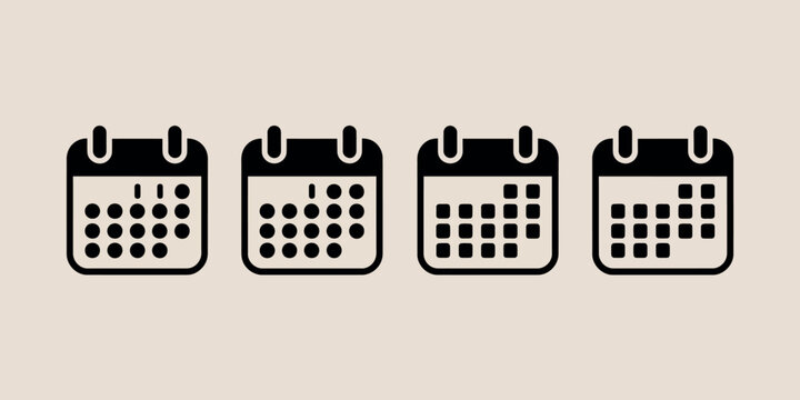 Four hand drawn calendar icons lined up on a neutral background