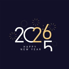 Happy New Year 2026 greeting card text Celebration background 