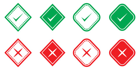 Check Mark Icons. Tick Symbol Set. Check box icon with right or correct buttons and yes checkmark tick box icons - checkbox symbol sign. Check mark box square frame. accept sign.