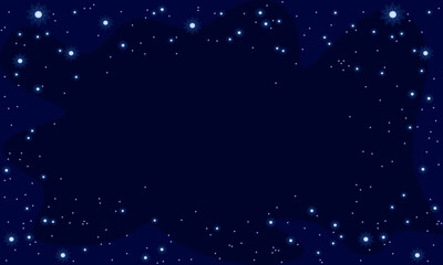 Fototapeta premium Starry night background with copy space. Vector cartoon flat illustration of space