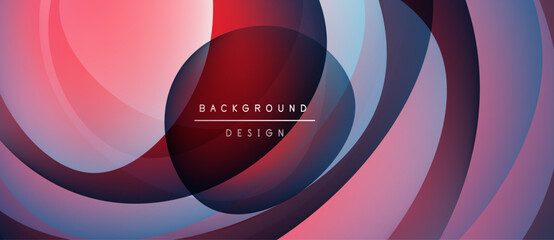 Abstract colorful layers create dynamic visual effect. Gradient hues blend, forming circular patterns, modern design element.