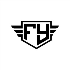 FY Logo vector image of initial shield with wing outline and simple shield