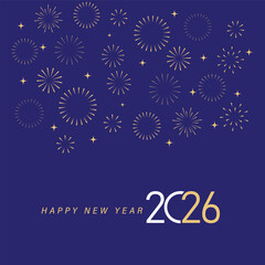 Happy New Year 2026 greeting card text Celebration background 