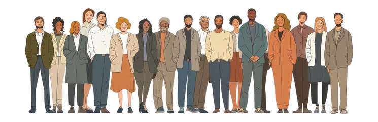 Fototapeta premium PNG Portrait group of diversity people person illustration clothing.
