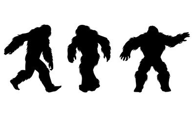 Bigfoot Silhouette Set on white background