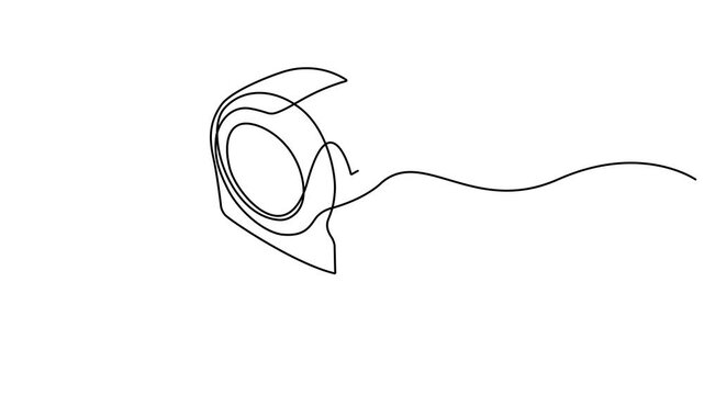 Self drawing animation one continuous line draw, logo, tape measure. 4k video