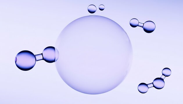 Abstract representation of a large central molecule interacting with smaller molecules in a scientific or medical context