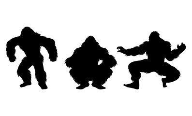 Bigfoot Silhouette Set on white background