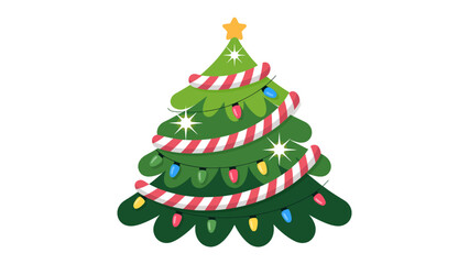 Festive Christmas Tree Illustration: A vibrant illustration of a decorated Christmas tree, a beacon of holiday cheer, adorned with twinkling lights, and festive ornaments.