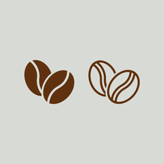 Two pairs of stylized coffee beans on a neutral background