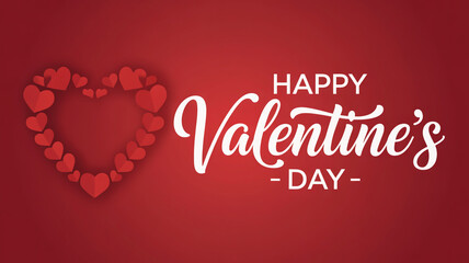 Naklejka premium Happy valentines day greeting card with heart shape on red background