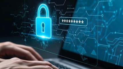 Cybersecurity Concept with Password Protection