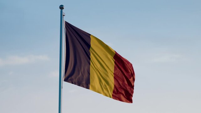 Chad N Djamena National Flag Cinematic Realistic Waving Dolly Out Blue Sky