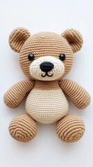 High-detail crochet bear toy showcasing soft fibers and artisan craftsmanship, suitable for branding, tutorials, and crafting inspiration.