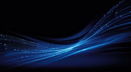 Digital Flow: Dynamic blue lines flow gracefully against a dark background, illustrating concepts of technology, connectivity, and data streams.
