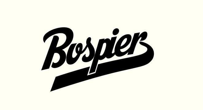 Bospiers Logo Black and White Script Font.