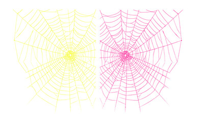 Cobweb decoration yellow and pink elements for halloween celebration and backgrounds