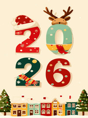 christmas card with deer