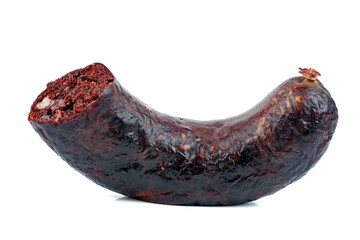 Piece of black pudding isolated in a white background
