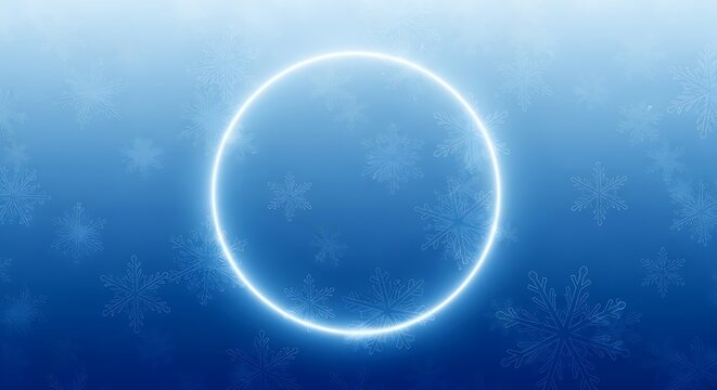 Glowing blue oval portal or ring against a textured blue background with subtle bokeh