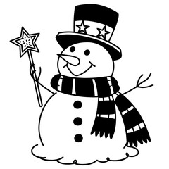 Minimalist Cute Snowman with a Tiny Star — Clean Continuous Line Holiday Vector Art
