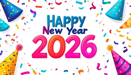 Fototapeta premium Happy New Year 2026 Celebration Confetti Background