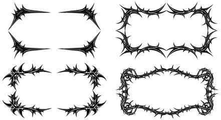 Spiky frame design set with unique edgy borders for posters and digital creations