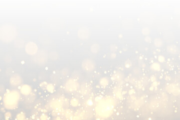 Obraz premium Glittering gold dust overlays create a sparkling festive effect. Soft bokeh circles float in glowing light. Perfect for holiday and luxury designs. PNG