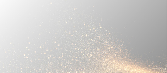 Shimmering gold bokeh sparkles softly. Tiny golden particles float gently across the scene. Perfect festive overlay for luxury cards or backgrounds. PNG