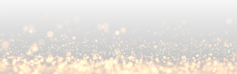 Soft golden bokeh circles sparkle gently. Tiny glitter dust shimmers delicately. Perfect luxury overlay for Christmas cards and festive graphics. PNG