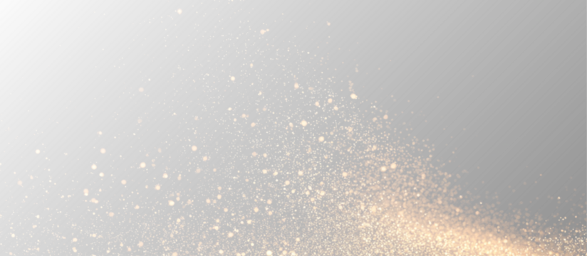 Shimmering gold bokeh sparkles softly. Tiny golden particles float gently across the scene. Perfect festive overlay for luxury cards or backgrounds. PNG