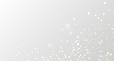 Sparkling gold dust floats across glowing bokeh circles. Tiny glitter particles shimmer gently. Perfect overlay for festive and luxury graphics. PNG