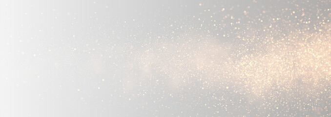 Sparkling gold dust floats softly across glowing bokeh circles. Tiny glitter particles shimmer subtly. Perfect overlay for luxury holiday graphics. PNG © Freesstock