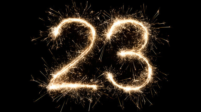 Glowing Sparkler in Number 23 Shape for a Celebration Scene