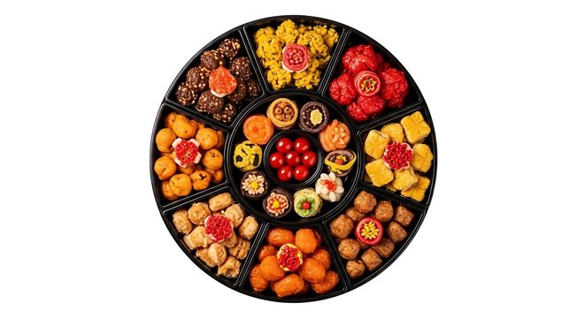 Colorful assortment of traditional korean sweets and delicacies