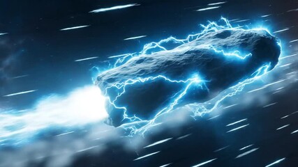 interstellar comet 3i/atlas, asteroid with blue light in a dark space background with stars and nebula clouds   - Powered by Adobe