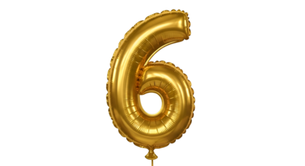 Gold Balloon Number 6 — Metallic Foil Digit 6 for Parties and Events

