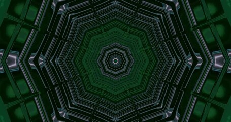 Seamless loop of green tunnel visuals for mesmerizing video display and screensaver use